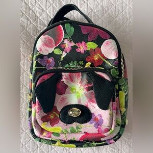Betsey Johnson floral mini backpack with puppy dog ears & nose